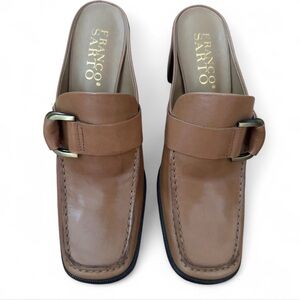 Franco Sarto Women’s Brown Leather Heeled Mules Size 7.5W